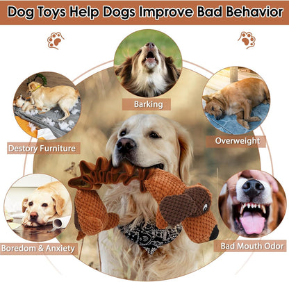 Squeaky Plush Dog Toys for Large Dogs with Squeaky and Crinkle Paper, Tug of War Pet Toys for Dogs, Interactive Pull Puppy Chew Toys for Small, Medium and Large Dogs