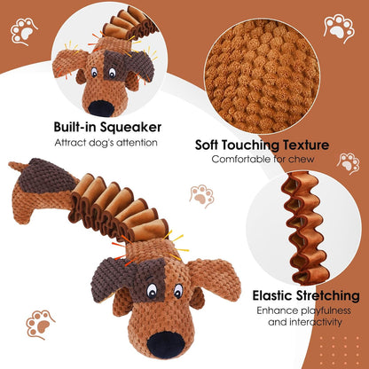 Squeaky Plush Dog Toys for Large Dogs with Squeaky and Crinkle Paper, Tug of War Pet Toys for Dogs, Interactive Pull Puppy Chew Toys for Small, Medium and Large Dogs