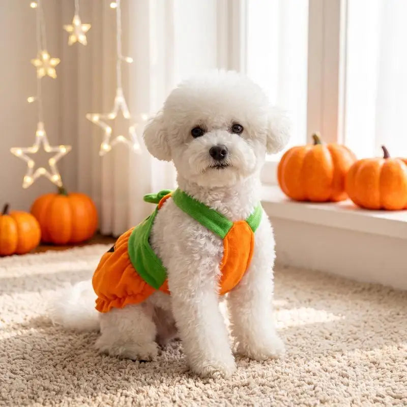 Halloween Pumpkin Pet Costume Cute Pet Dress Funny Pumpkin Outfit Clothes for Small Dogs Cats Teddy Poodle Bichon Party Clothing