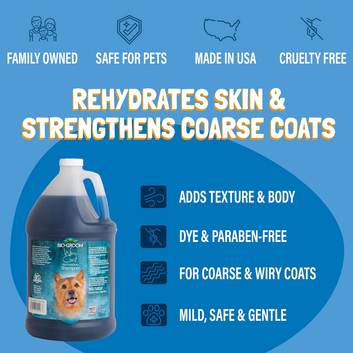 Wiry Coat Dog Shampoo, Texturizing Shampoo, 12 Fl Oz, 1-Pack