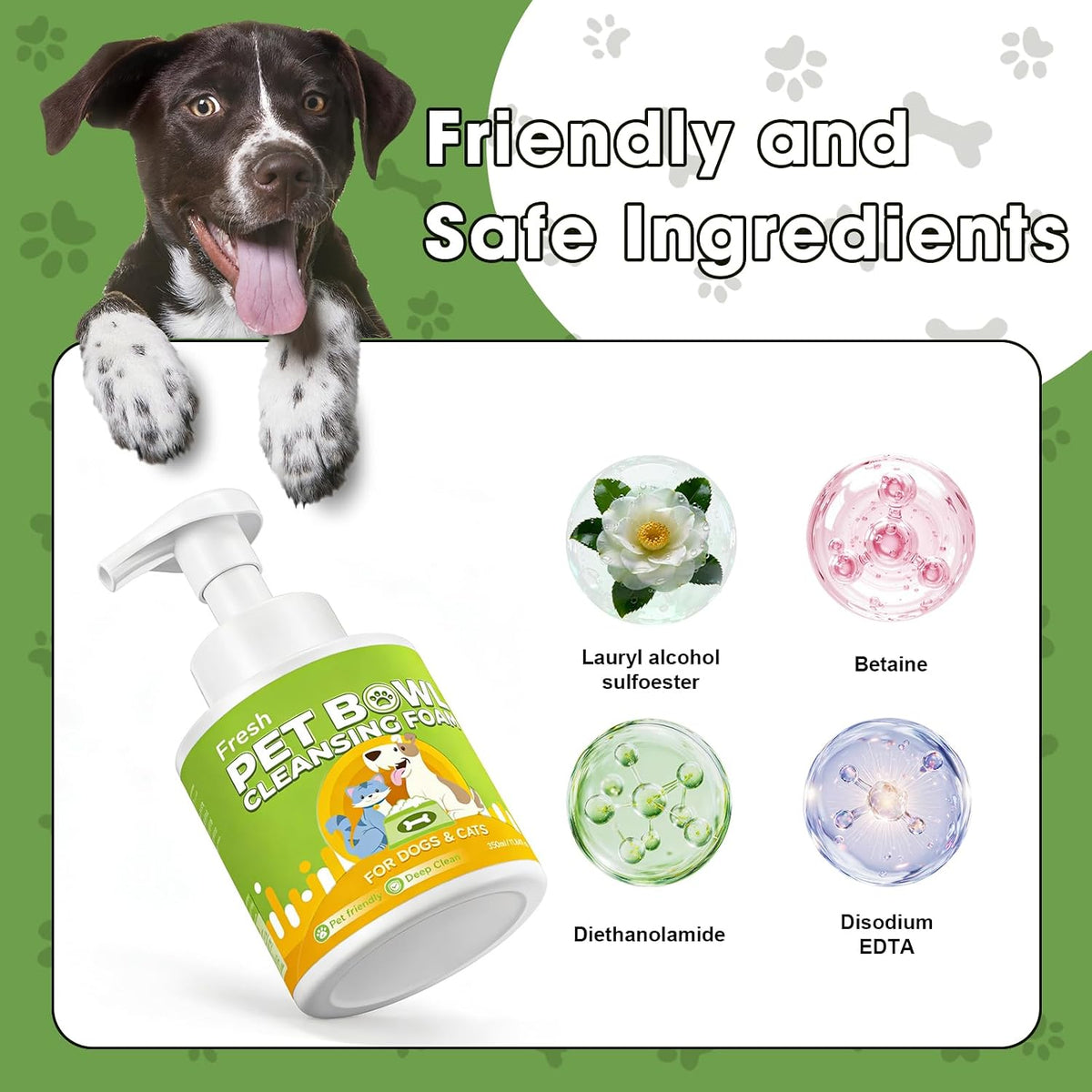 Dog Bowls & Cat Bowls Cleaner, Pet Toy Cleaner Mousse, 320ML Natural Formula with Citric Acid, Cleans Dishes, Feeders & Accessories, Leaves No Residue, Safe for Pets
